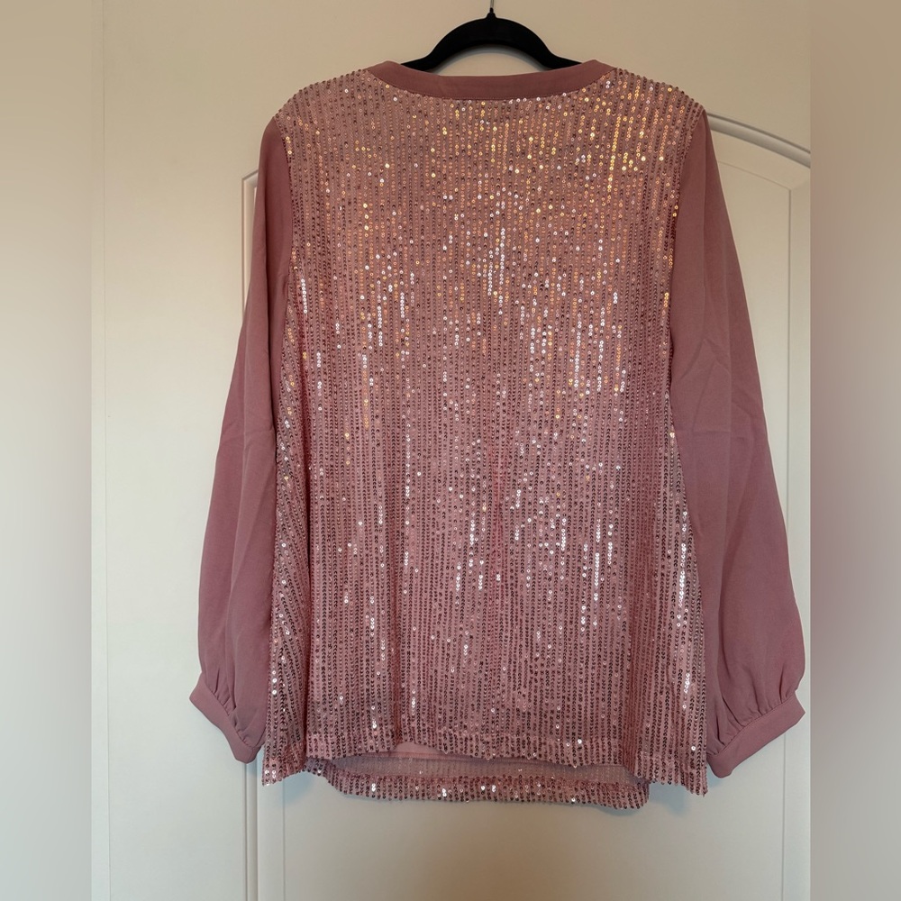 BloomChic Pink Sequin Blouse - Picture 2 of 3